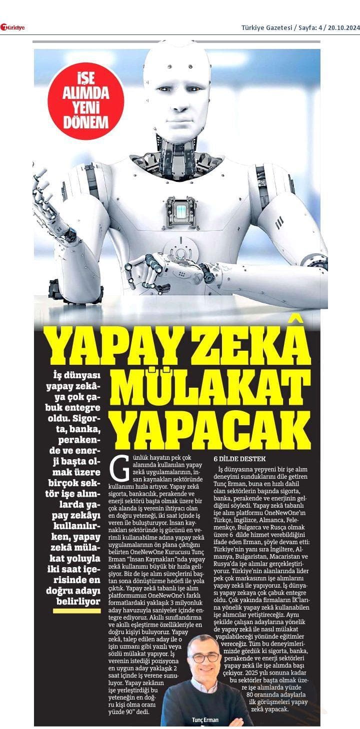 İşe alımda yeni dönem… Mülakatı yapay zekâ yapacak