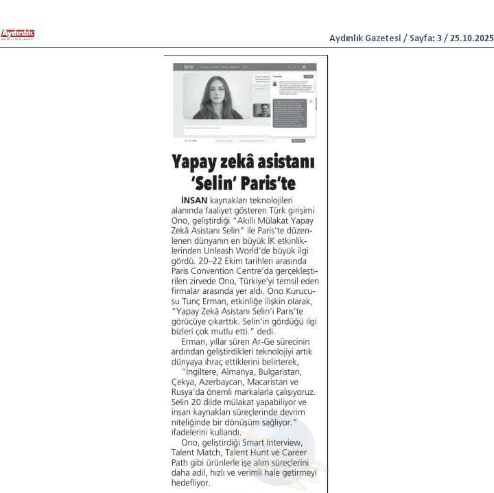 Yapay zeka asistanı Selin Fransa’da sergilendi