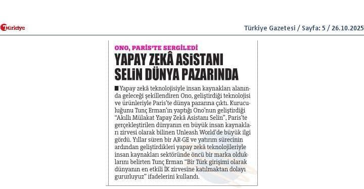 Yapay zeka asistanı Selin dünya pazarında