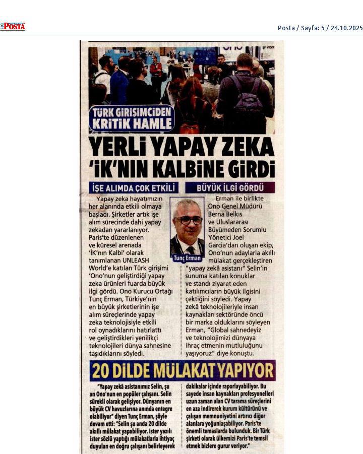 Yerli yapay zeka İK’nın kalbine girdi